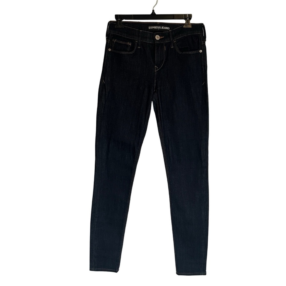 Express Mid Rise Legging Women's Skinny - Dark Wash Blue Jeans